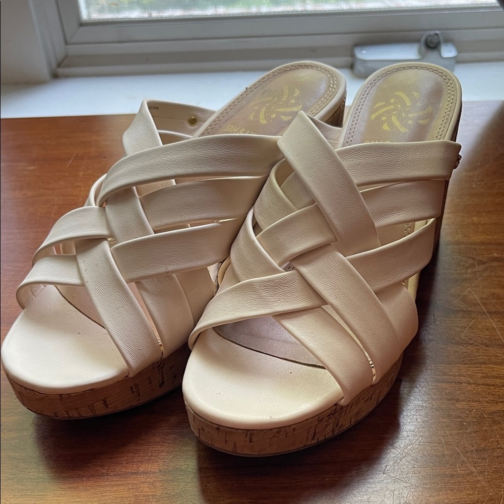 Women's Cream Wedge Sandals Sam and Libby